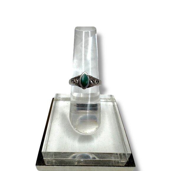 Unsigned Jewelry - Sterling Silver Malachite Ring Size 5